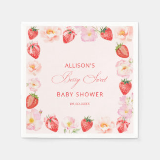 Serviette En Papier Berry Sweet Baby Shower Strawberry Bow 