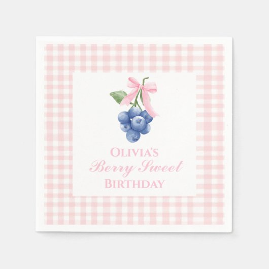 Serviette En Papier Berry Sweet bleuet anniversaire Bow rose Coquette (Devant)