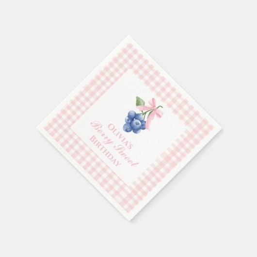 Serviette En Papier Berry Sweet bleuet anniversaire Bow rose Coquette (Coin)