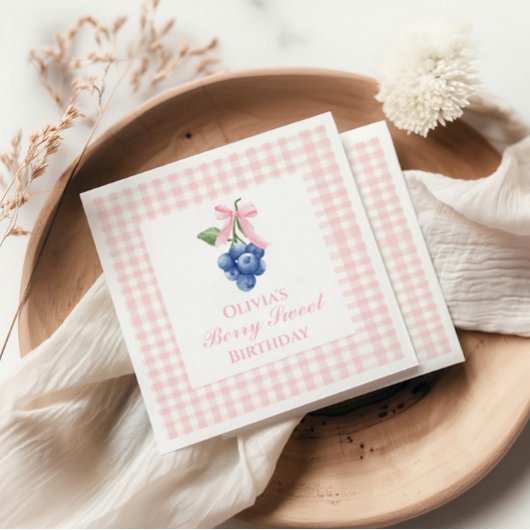 Serviette En Papier Berry Sweet bleuet anniversaire Bow rose Coquette