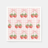 Serviette En Papier Berry Sweet fraise anniversaire En vichy rose (Devant)