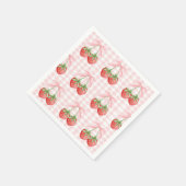 Serviette En Papier Berry Sweet fraise anniversaire En vichy rose (Coin)