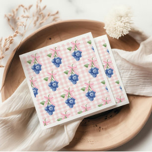 Serviette En Papier Berry Sweet myrtille 1er anniversaire Gingham rose