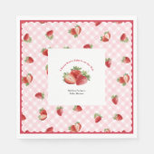 Serviette En Papier Berry Sweet Pink gingham-Baby Girl Shower (Devant)