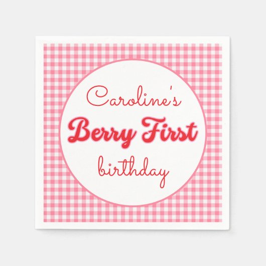 Serviette En Papier Berry Sweet Strawberry 1er fête d'anniversaire (Devant)