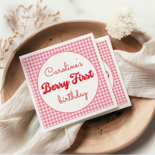 Serviette En Papier Berry Sweet Strawberry 1er fête d'anniversaire