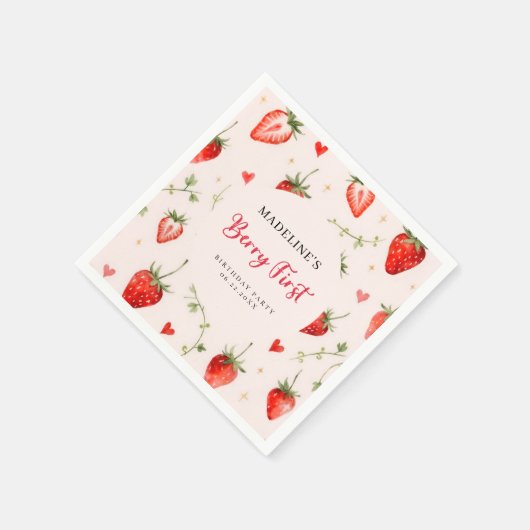 Serviette En Papier Berry Sweet Strawberry Arch Summer 1st Birthday (Coin)