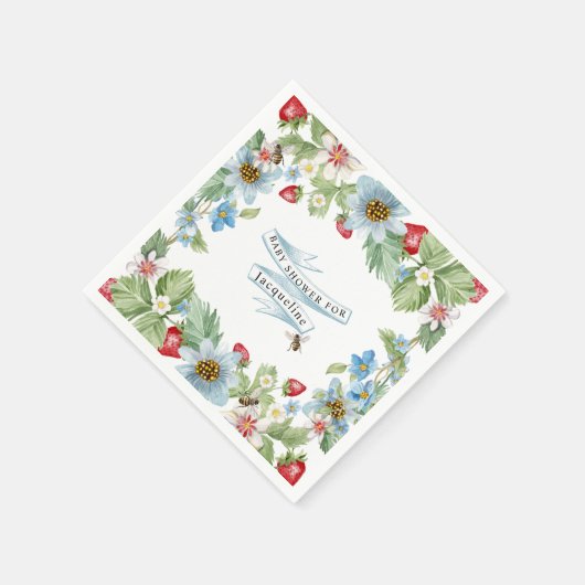Serviette En Papier Berry Sweet Strawberry Baby Boy to Bee Shoy (Coin)