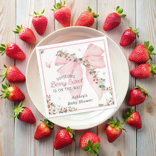 Serviette En Papier Berry Sweet Strawberry Bow Baby shower Floral