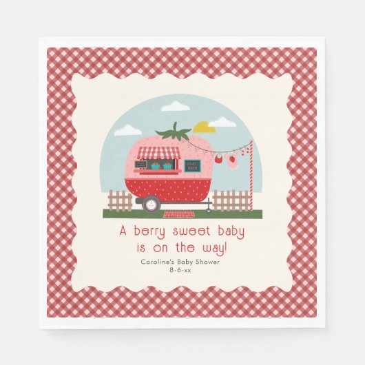 Serviette En Papier Berry Sweet Strawberry Camper Baby shower (Devant)