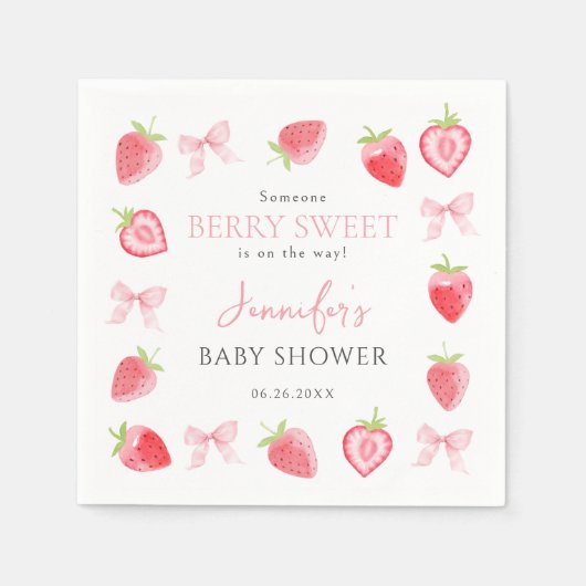 Serviette En Papier Berry Sweet Strawberry rose Bow Baby Girl Douche (Devant)