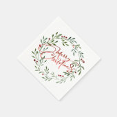 Serviette En Papier Berry Wreath Gradient Red Script Joyeux Noël (Coin)