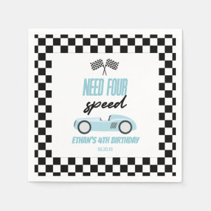 Serviette En Papier Besoin de quatre Speed Blue Race Car 4e fête d'ann