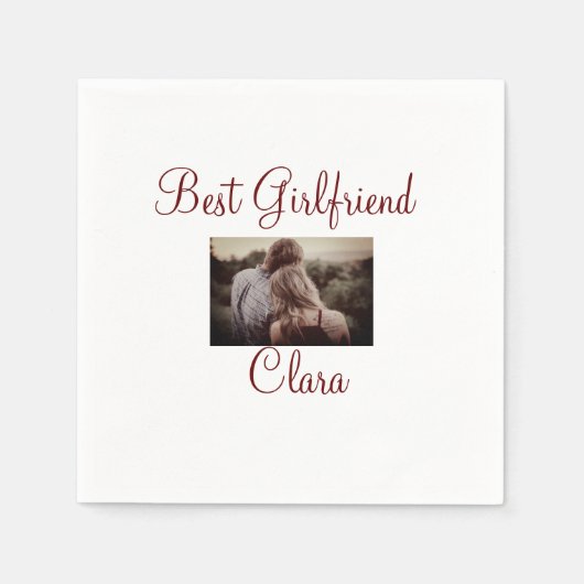 Serviette En Papier Best Girlfriend ajouter nom valentine ajouter coup (Devant)