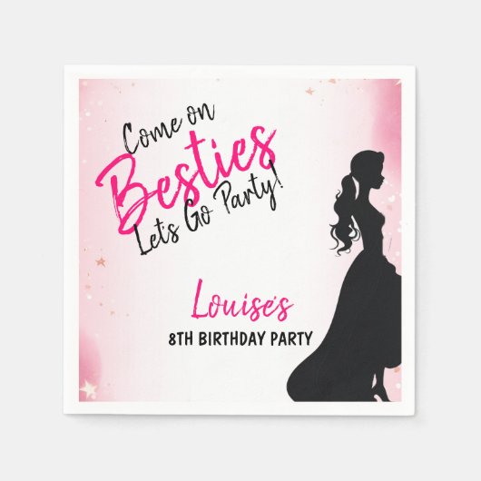 Serviette En Papier Besties Doll Rose Parties scintillant Party (Devant)