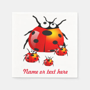 Serviette En Papier bestiole de femme avec des coccinelles