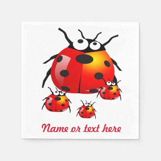 Serviette En Papier bestiole de femme avec des coccinelles (Devant)