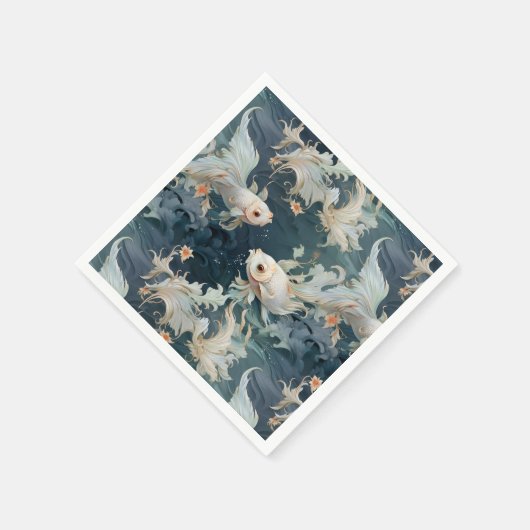 Serviette En Papier Bêta poisson bleu blanc (Coin)