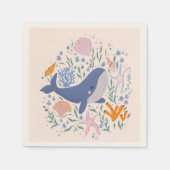 Serviette En Papier Bétale adorable et vie marine (Devant)