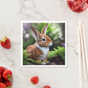 Serviette En Papier "Betsy le lapin : Un Brown sucré et blanc délice"