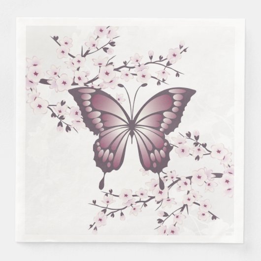 Serviette En Papier Beurre cerise fleurie Dusty Mauve (Devant)