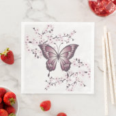 Serviette En Papier Beurre cerise fleurie Dusty Mauve (En situation)