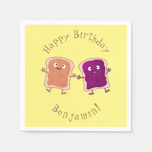 Serviette En Papier Beurre d'arachide mignonne et caricature sandwich  (Devant)