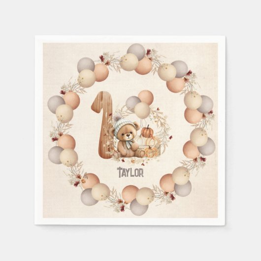 Serviette En Papier Beurre d'automne 1er Anniversaire Papier Napkins (Devant)