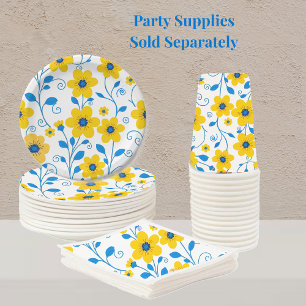Serviette En Papier Beurre jaune et bleu floral
