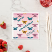 Serviette En Papier Beurre rose mou Motif Fille fête d'anniversaire (En situation)