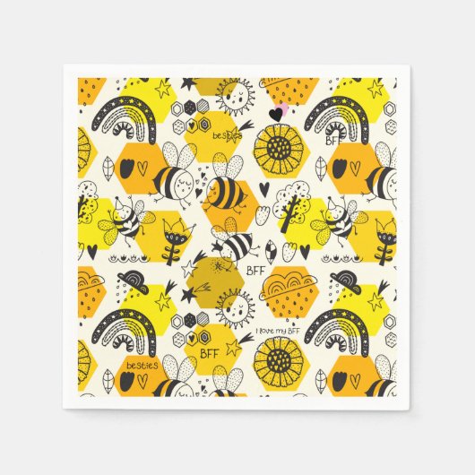 Serviette En Papier BFF Queen Bee Dons Pour Besties Sauver Les Abeille (Devant)