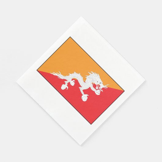 Serviette En Papier Bhoutan Drapeau design avec Dragon Blanc (Coin)