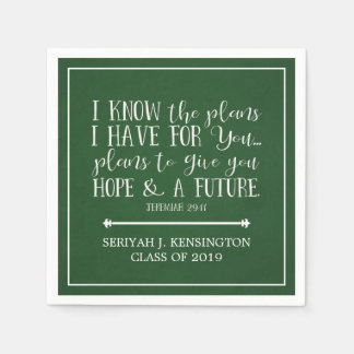 Serviette En Papier Bible chrétienne moderne Verse Green Graduation
