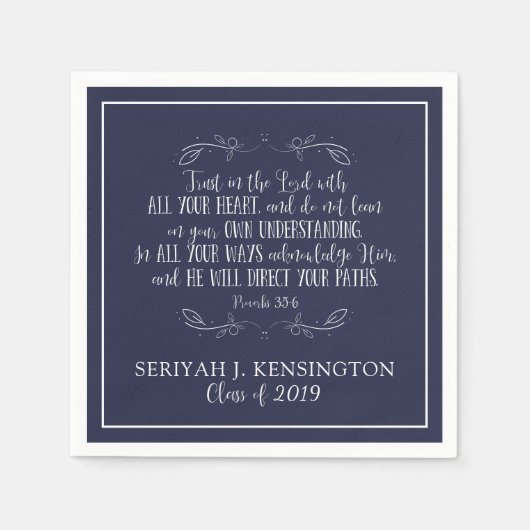 Serviette En Papier Bible de la graduation chrétienne Verse Typographi (Devant)