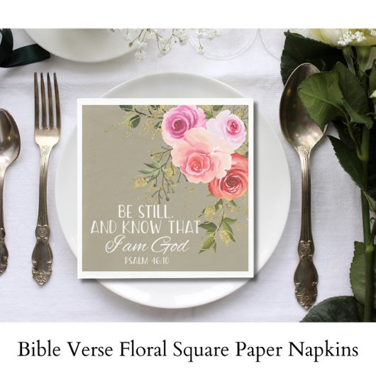 Serviette En Papier Bible Verse Carré Floral