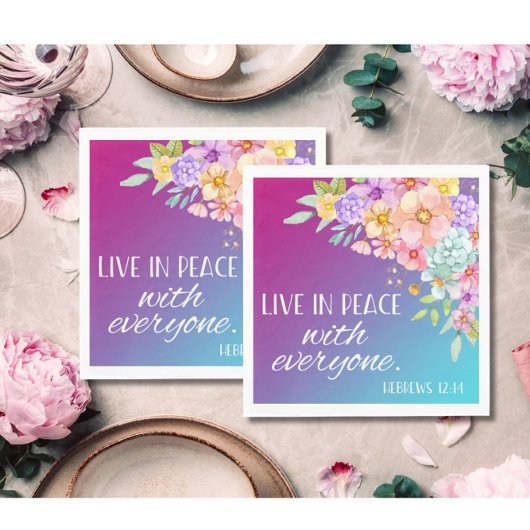 Serviette En Papier Bible Verse Carré Floral serviettes