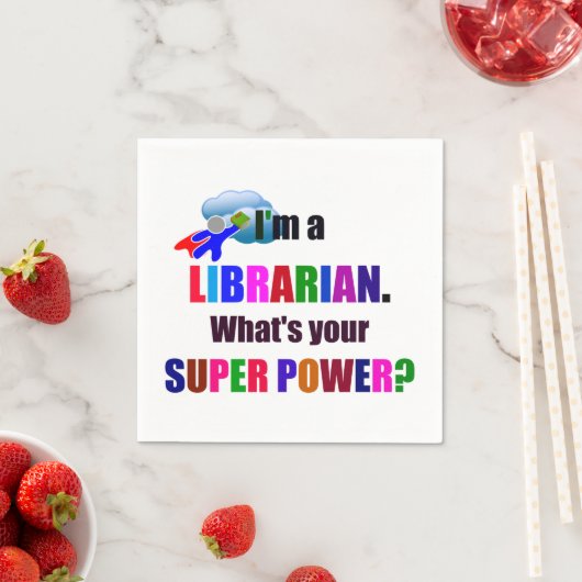 Serviette En Papier Bibliothécaire Superhero - Gras Conception de text (En situation)