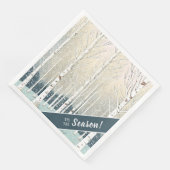 Serviette En Papier Bibouleaux de Noël Turquoise ID1003 (Coin)