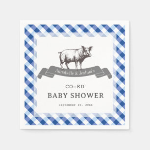 Serviette En Papier Bibs & Ribs BBQ Gingham Marin Bébé Rustique