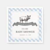 Serviette En Papier Bibs & Ribs BBQ Rustique Bleu En vichy Baby shower (Devant)