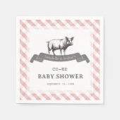 Serviette En Papier Bibs & Ribs BBQ Rustique Rose En vichy Baby shower (Devant)