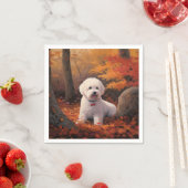 Serviette En Papier Bichon Frise à l'automne Feuilles automne Inspire (En situation)