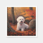 Serviette En Papier Bichon Frise à l'automne Feuilles automne Inspire (Devant)