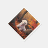 Serviette En Papier Bichon Frise à l'automne Feuilles automne Inspire (Coin)