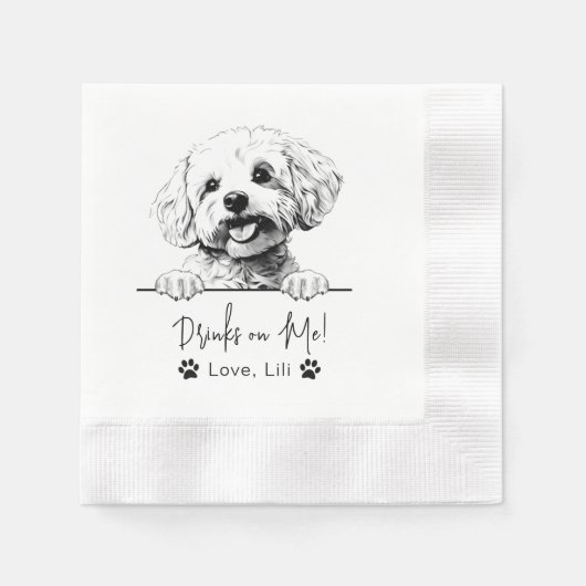 Serviette En Papier Bichon Frise Chien Boissons Personnalisées Sur Moi (Devant)