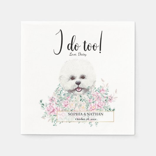 Serviette En Papier Bichon Frise Chien Mariage Cocktail Napkins (Devant)