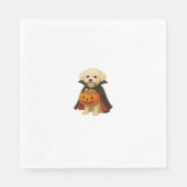 Serviette En Papier Bichon Frisé Halloween Vampire Pup avec Citrouille (Devant)