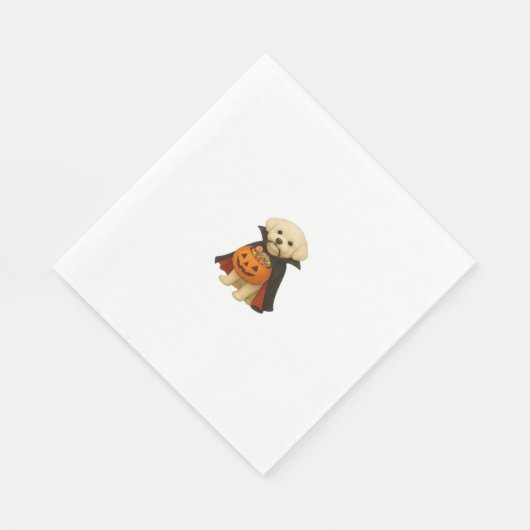 Serviette En Papier Bichon Frisé Halloween Vampire Pup avec Citrouille (Coin)