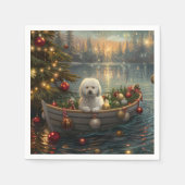 Serviette En Papier Bichon Frise Noël Festive Voyage (Devant)