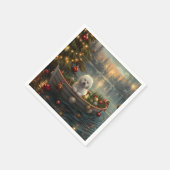 Serviette En Papier Bichon Frise Noël Festive Voyage (Coin)